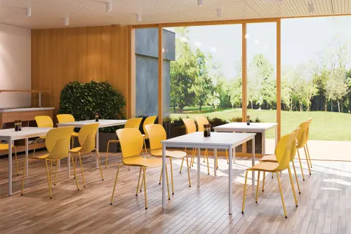 LEILA, židle plastová, šedo-modrá